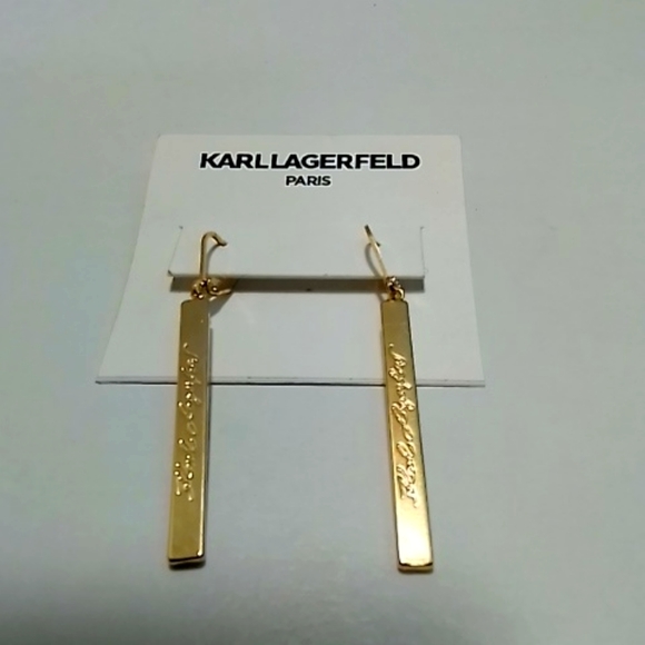 Karl Lagerfeld Gold Bar Signature Earrings Set - Picture 3 of 4